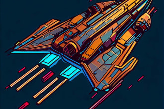 make a futuristic sci fi spaceship illustration