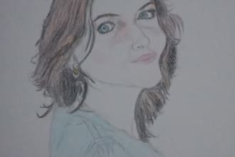 draw a custom hand drawn portrait using colored pencils