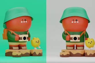 create 3d cartoon character for printing on blender