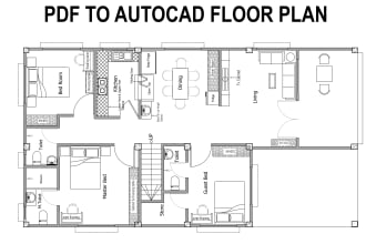 draw auto cad 2d floor plan and 3d modeling