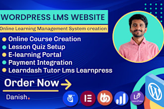 create tutor lms pro learn dash online courses website using elementor pro