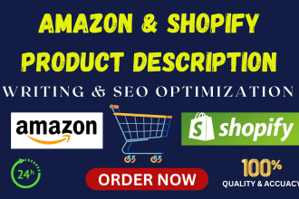 write professional SEO amazon and shopify product listing descriptions