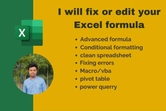 fix and create any excel formula and macros in excel spreadsheet