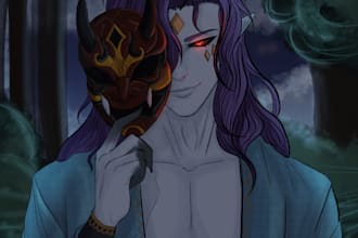 draw characters, scenes, concept arts, portraits and so on