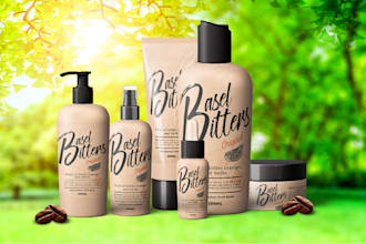 do cosmetic supplement bottle shampoo perfume label design and packaging design