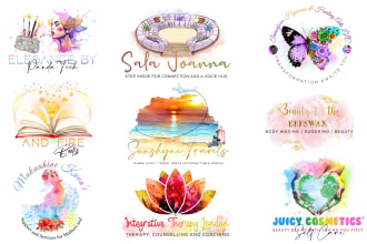 design elegant signature feminine watercolor logo