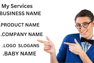 create 10 catchy names business name, brand, logo design and slogans
