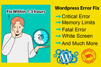 fix wordpress website critical error, memory limits, fatal error, white screen
