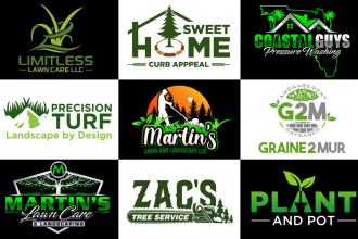 design turf, landscape and lawn care logo