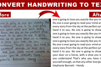 do professional cursive handwriting to doc file conversion