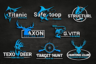 do premium fishing company and hunting logo
