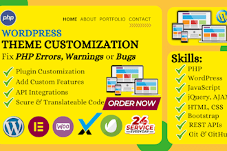 do wordpress theme customization, plugin development, critical errors fixing