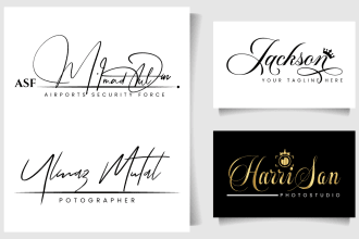 do luxury handwritten scripted, signature logo design within 24hrs