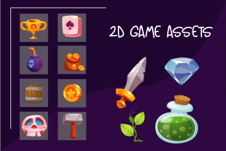 create nice 2d game assets, props, icons, objects and UI