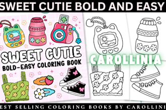 design trending  bold and easy coloring book for amazon KDP