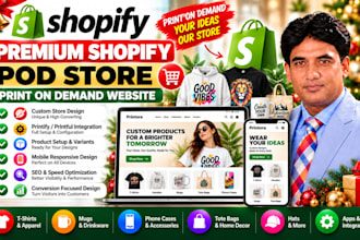 create a premium shopify pod store, print on demand, or pod shopify website