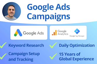 manage google ads campaigns for search, shopping, app, pmax, display and youtube