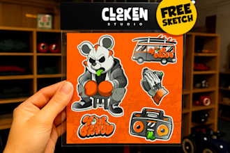 design custom sticker packs and streetwear illustrations