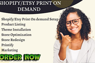 setup shopify etsy print on demand store, printify printful pod products upload