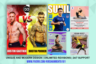 design fitness, health, yoga, sports and gym flyer poster