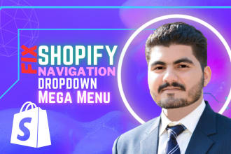 add or fix shopify navigation, mega menu and dropdown menu