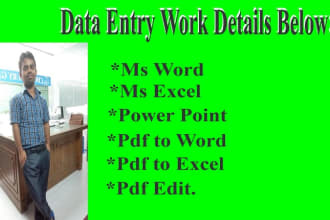 do word to pdf, pdf to word and any types of data entry work