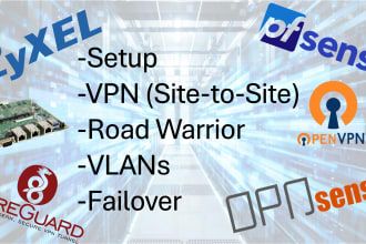 configure VPN, firewall, vlans, network on pfsense, opnsense, zyxel, etc