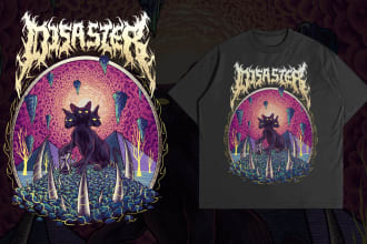draw dark art,psychedelic,metal illustration tshirt design for brand or band