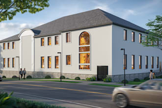 architectural 3d modeling of exterior houses, commercial buildings, rendering