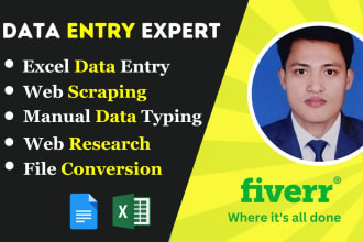 do data entry, data mining, web research, typing, convert data,