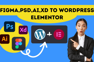 convert figma to wordpress,figma to elementor,xd,psd to wordpress website design
