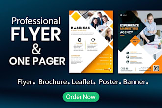 design an urgent business flyer, a one page flyer, and a trifold brochure