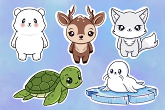 draw cute cartoon animal, mascot or character