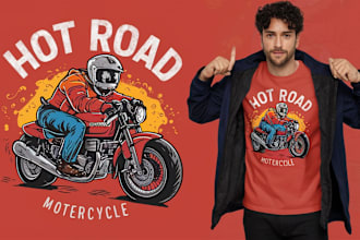 do custom cartoon hot rod and motorcycle t shirt designs