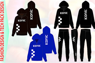 create professional flat sketches and tech packs for apparel