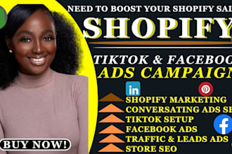 do shopify facebook ads, setup tik tok ads campaign and boost shopify sales
