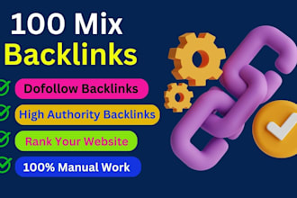 manually provide 100 mix backlinks to high da pa website