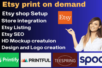 set up etsy shop etsy print on demand store with printify, printful,gelato spod