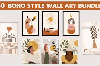 design a boho wall art bundle for your etsy shop or home