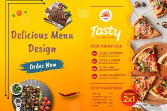 create food menu, restaurant menu, and menu board design