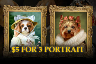 make your beloved pet into a majestic royal portrait