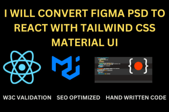 covert figma to react,PSD to react website with material UI