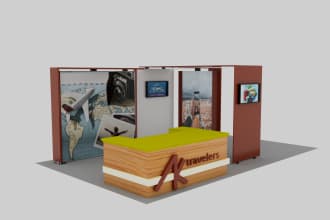 design 3d trade show booth, stall or expo stand