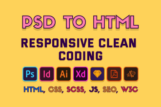 convert PSD to html figma to html xd to html css bootstrap 5 responsive website