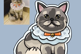 draw cute sticker art of your pets