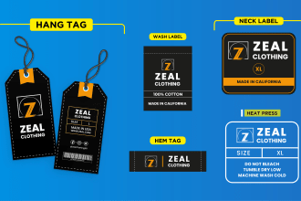 design sale tags, hang tags, and neck labels