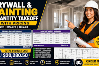 provide drywall and painting quantity takeoff with pricing