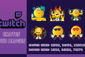 design awesome custom twitch emotes or twitch sub badges