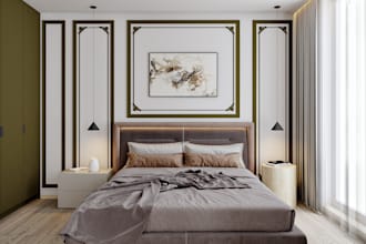 create bedroom interior design and photorealistic render