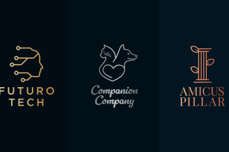 do modern minimalist line art and badge logo design